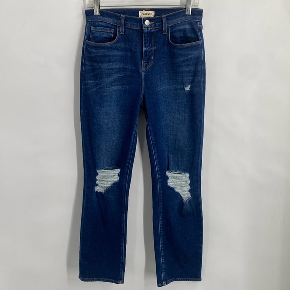 L’Agence Shane Distressed Slouchy Straight Jeans High Rise Medium Wash Size 26 - Picture 3 of 11